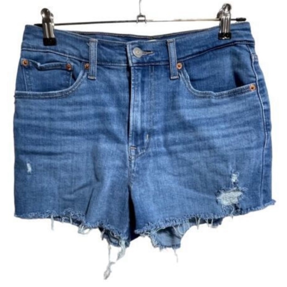 Levi’s Womens High Rise Medium Wash Distressed Denim Jean Shorts Size 30